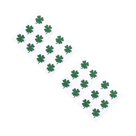 FRCOLOR 48 pcs /set Glitter Four Leaf Stickers Decorative Shamrock Stickers for St Patrick Day Festive Home