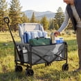 thumbnail image 6 of SHOUFTW Foldable Wagon Cart with Wheels, Portable Utility Carts with Long Flexible Handle, 330 lbs Weight Capacity for Sports, Shopping, Garden & Camping Gray, 6 of 7
