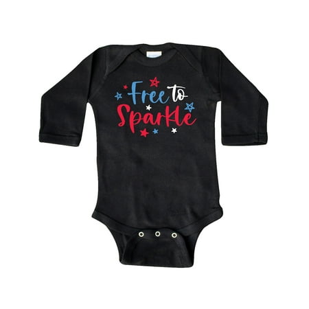 

Inktastic 4th of July Free to Sparkle in Red White and Blue Gift Baby Boy or Baby Girl Long Sleeve Bodysuit
