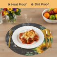 thumbnail image 4 of Yellow Sunflowers Round 13 Inch Placemats Set of 4, Farmhouse Floral Rustic Leaves Dark Grey HeatResistant Non Slip Place Mats for Dining Table, Wipeable Braided Kitchen Table Mats for Housewarming, 4 of 9