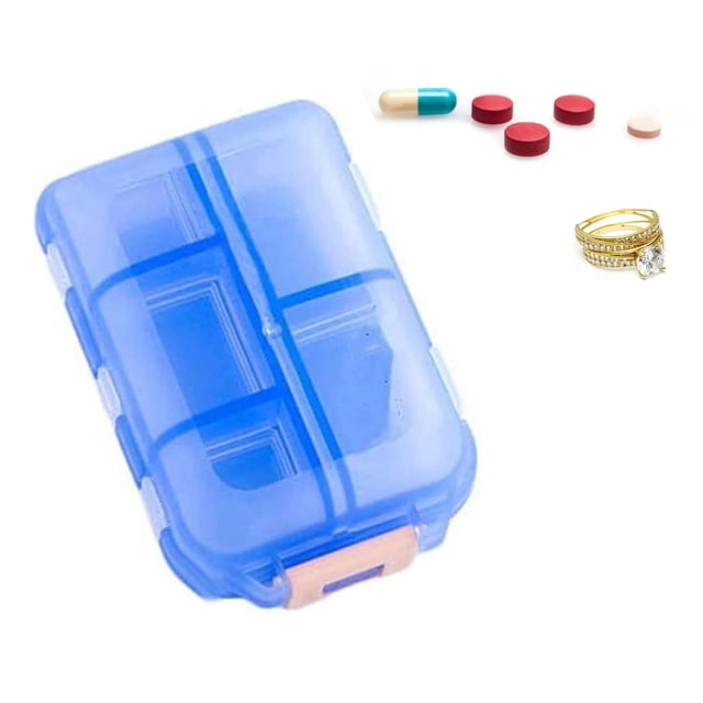 Tignapoo Organisateur de Pilules Portable à 10 Compartiments pour Voyage - Boîte de Rangement Bleue pour Vitamines et Médicaments