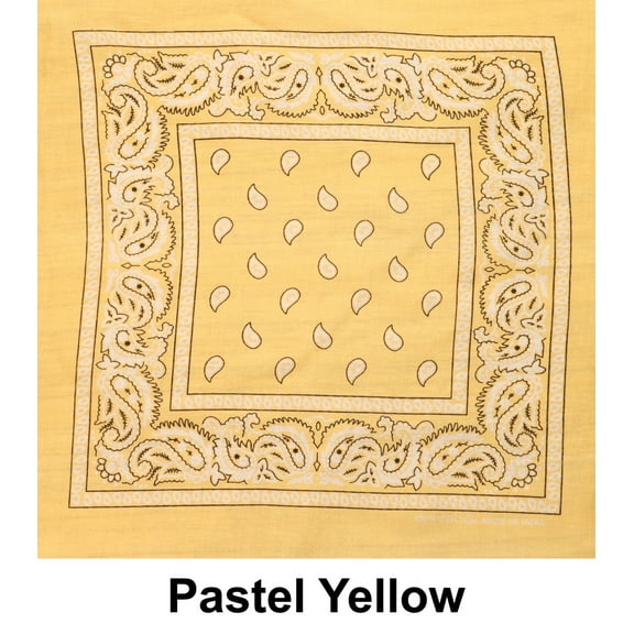 Pastel Yellow Paisley Print Designs Cotton Bandana (22 inches x 22 inches)