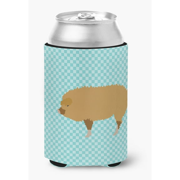 Hungarian Mangalica Pig Blue Check Can or Bottle Hugger