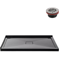 Streamline GB-2608-436-BL 48 in. x 32 in. Corner Acrylic Shower Base in Glossy Black With Center Drain, Drain Included
