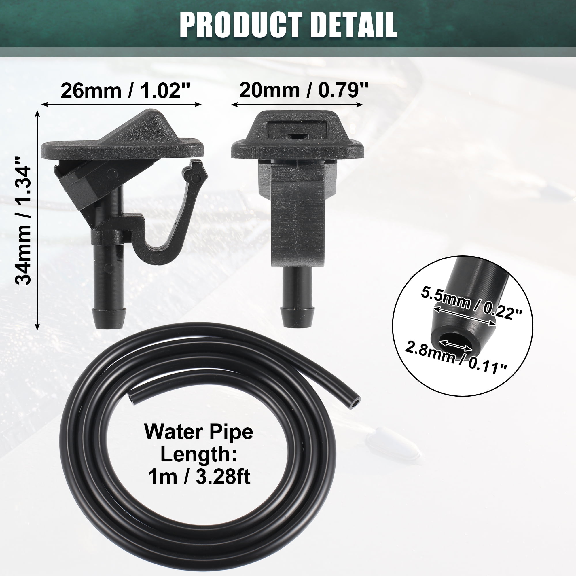 Unique Bargains Windshield Wiper Washer Nozzle Kit Fit for Jeep Wrangler 2002-2012