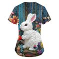 thumbnail image 3 of Women's Floral Embroidered Rabbit T-Shirt, Short Sleeve Casual V-Neck Top, Vintage Style Graphic Tee, 3 of 5