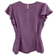 thumbnail image 5 of MIXUE Women Blouses Summer Solid Color Round Neck Short Sleeve Pleated Elegant Womens Tops Sportswear,Purple,XXL, 5 of 5