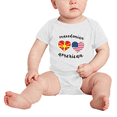 thumbnail image 2 of Macedonian American Flag Two Hearts Baby Bodysuits Newborn Clothes (White, 12-18 Months), 2 of 5