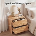 thumbnail image 5 of Vintagearth Nightstand Set of 2, 24" Tall Modern Curved Bedside Table, FSC-Certified Wood End Table, 2 Drawer Storage, Light Burl, 5 of 7