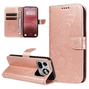 Wallet Case for Nothing Phone 4A Pro Embossed Butterfly with Strap & Stand Pink