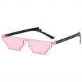 thumbnail image 1 of Mosaic Print Rimless Fashion Glasses For Women Men Color Block Irregular Frame Sunglasses Flat Top Eyewear, 1 of 4