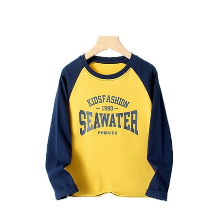

KTMKH Unisex Kids Soft Pullover Crewneck Sweatshirt Autumn And Winter Children s Long Sleeved T Shirt CuHK Children Out Wear Shoulder Top Boy s Base Shirt for 5-6 Years
