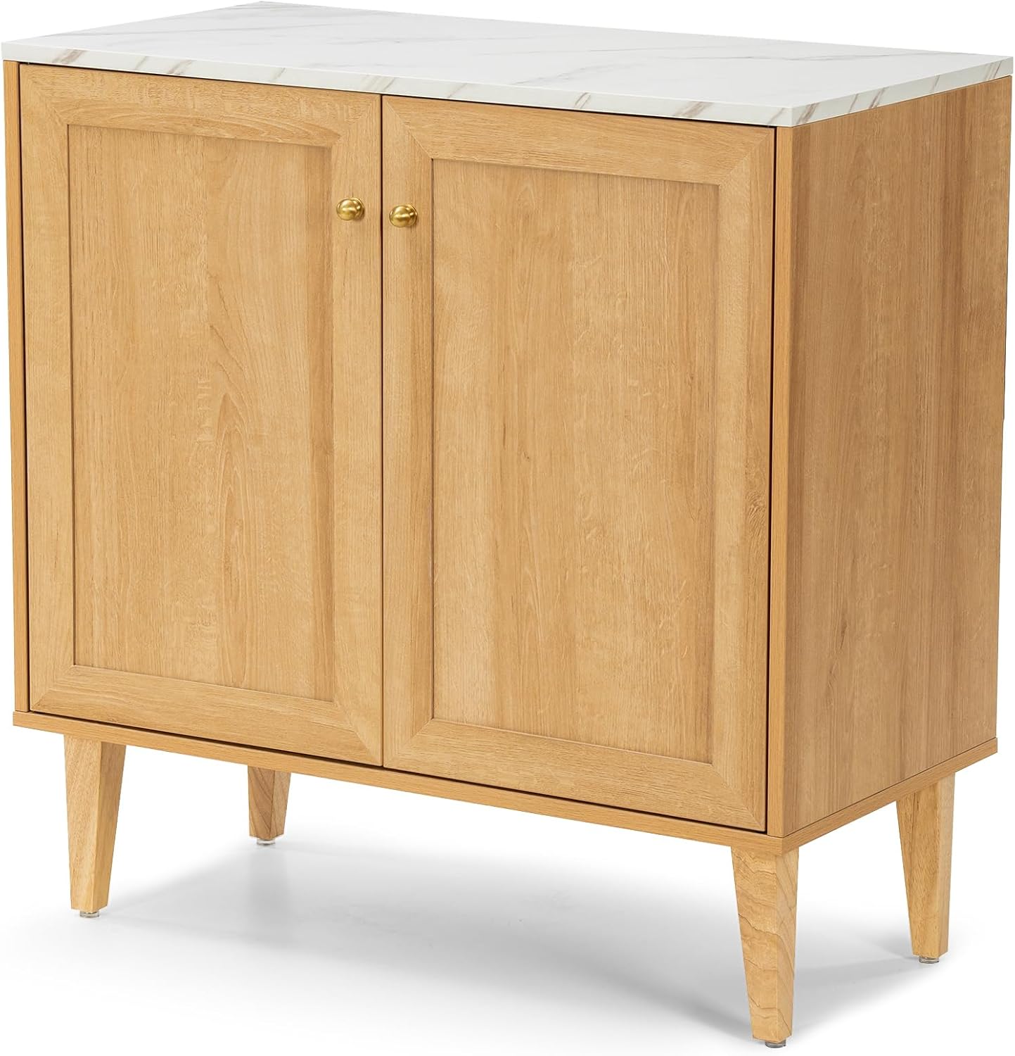 EYYTHUNG Modern Accent Cabinet with Faux Marble Top, Adjustable Shelves, 31.5 x 15.75 x 31.5 in