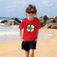 thumbnail image 3 of Girls Red Kids T-Shirt | Short Sleeve Cute Clover Good Fortune Graphic Tee | Cotton St Patricks Day Top for Girls (Size 110-150),Size 4 T, 3 of 9