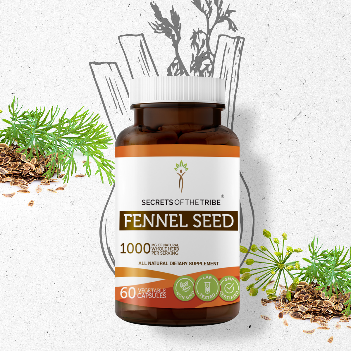 Secrets of the Tribe Fennel Seed 60 Capsules, 500 mg, Organic Fennel
