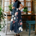 thumbnail image 3 of Uootdi Robes Tablier pour Femmes Col Rond Sans Manches Imprimé Floral Poche Robes Maxi Boho Légères Amples Robes Chasuble Cadeau, 3 of 7