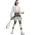 thumbnail image 5 of COEQINE Women Tennis Skirts with Leggings Breathable Ruffle Pleated Soft Golf Leggings with Skirts Brown Leaf Aztec Print Fit Moisture-Wicking Yoga Skort Pants with Pockets, XL, 5 of 7