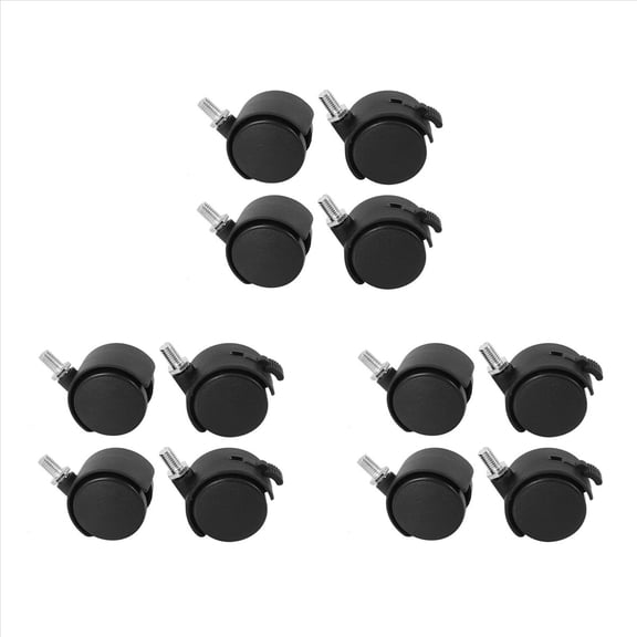 Set of 12 Screw in Caster Wheels - 6 with Lock Function