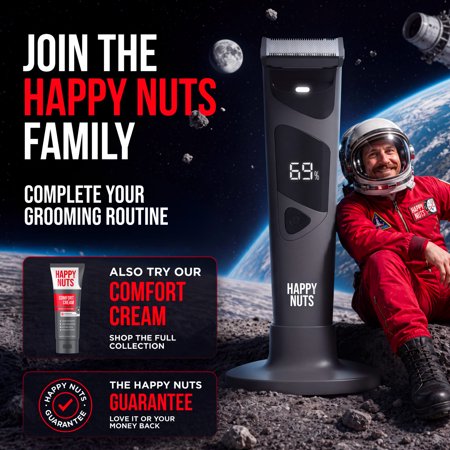 Happy Nuts The Ballber Pro, Groin & Body Hair Trimmer, Waterproof Rechargeable Electric Shaver for Men