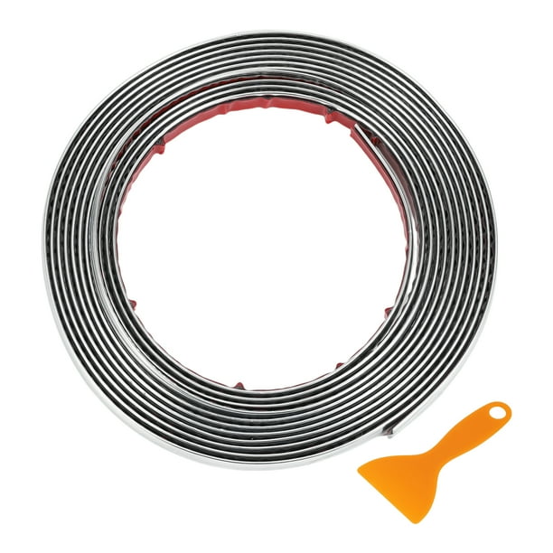 Kit de tira de moldura de ventana Unique Bargains para parachoques de automóvil exterior, adhesivo autoadhesivo a prueba de rasguños, sticker decorativo de 16.4ft x 0.39" Tono plateado 1 juego
