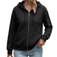 thumbnail image 5 of Hurxie Women's Full Zip Up Hoodies Waffle Knit Long Sleeve Sweatshirt Tops Early Fall Fashion Clothes, Knit Long Sleeve, Oversized Hooded Tops, 5 of 6