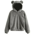 thumbnail image 2 of Cute Teddy Bear Ears Hoodie Long Sleeve Soft Warm Fleece Homewear 05-Dark Gray XL, 2 of 5