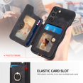 thumbnail image 5 of SaniMore for Samsung Galaxy S21 Wallet Case, [RFID Blocking] Elastic Card Slot Vehicle Magnetic PU Leather Ring Holder & Lanyard Stand Money Pocket Cover for Samsung S21 5G, Black, 5 of 12