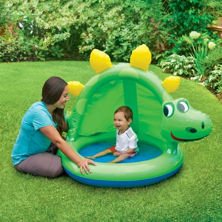 Summer Waves® Inflatable Dinosaur Shade Pool, cushioned base, 49