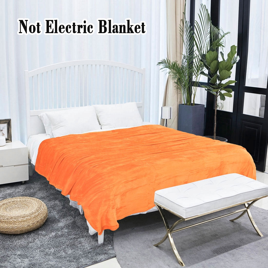 Unique Bargains Fuzzy Plush Flannel Fleece Throw Blanket Coral 78" x 90"