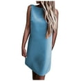 thumbnail image 1 of EQWLJWE Robe Longue pour Femmes Robe Sans Manches Unie Mode Dos Nu, 1 of 9