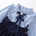 thumbnail image 6 of vdgthytj Toddler Girls Dress Kids Striped Ruffled Collar Long Sleeve A-Line Party Dress with Bow Tie, 6 of 9