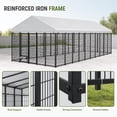 18.9 x 9.6 FT Outdoor Dog Kennel with Roof Cover, Large Iron Pet Run ...
