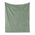 thumbnail image 1 of Fish Scale Soft Flannel Fleece Throw Blanket, Abstract Mosaic Grid with Geometric Curves Simplistic, Cozy Plush for Indoor and Outdoor Use, 50" x 70", Pale Green Turquoise, by Ambesonne, 1 of 6