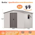 thumbnail image 4 of Brefac 6x8 Outdoor Steel Storage Sheds, Metal Tool Storage Sheds,With Windows& Air Vent&2 Pack Gloves,for Backyard,Garden,Lawn,Creamy white, 4 of 10
