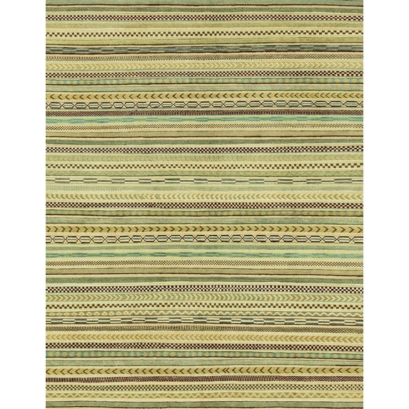 Ahgly Company Machine Washable Indoor Rectangle Abstract Chrome Gold Yellow Area Rugs, 7' x 10'