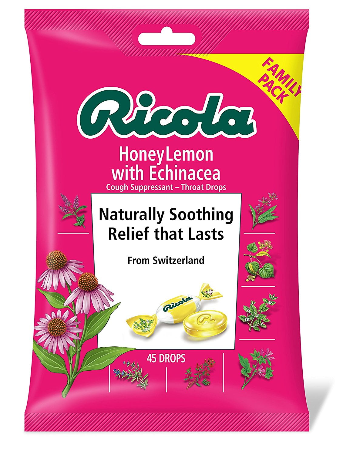 Ricola Cough Drops Honey Lemon Echinacea Case Of 12 45 Count