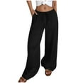 thumbnail image 2 of absuyy Women's Wide Leg Summer Pants Elastic High Waisted Boho Beach Pants Pleated Casual Trousers with Pockets Black M, 2 of 8