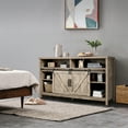 thumbnail image 5 of Costway 59'' Farmhouse Sliding Double Barn Door TV Stand Console for TVs up to 65'' Maple, 5 of 11