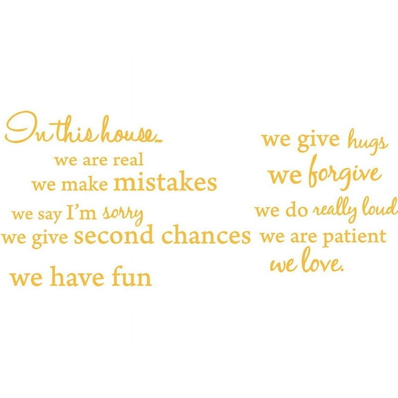 Gold 27" x 30" In this house, We are Real... Vinyl Wall Art Home Decor Decal Sticker