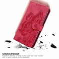 thumbnail image 2 of Wallet Case for iPhone 16 Pro, Vintage Embossed Butterfly Pattern PU Leather Book Style Shockproof Cover with Card Holder Magnetic Clasp Stand Purse Case for iPhone 16 Pro, Red, 2 of 8