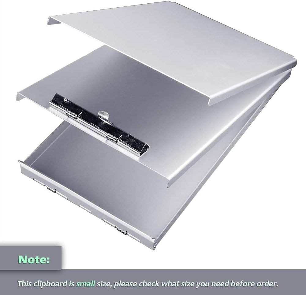 SunnyClip A5 Metal Clipboard with Privacy Cover - Recycled Aluminum Memo Board with Storage for Truckers, Nurses, Students (Memo Size)