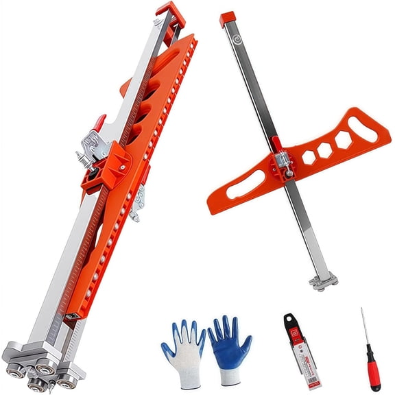Foldable Drywall Cutting Tool, Hand Push Drywall Cutout with 19 Wheels, 1.5 to 61cm Cutting width, Adjustable Plasterboard Cutter, for Wall, Decoration, Build