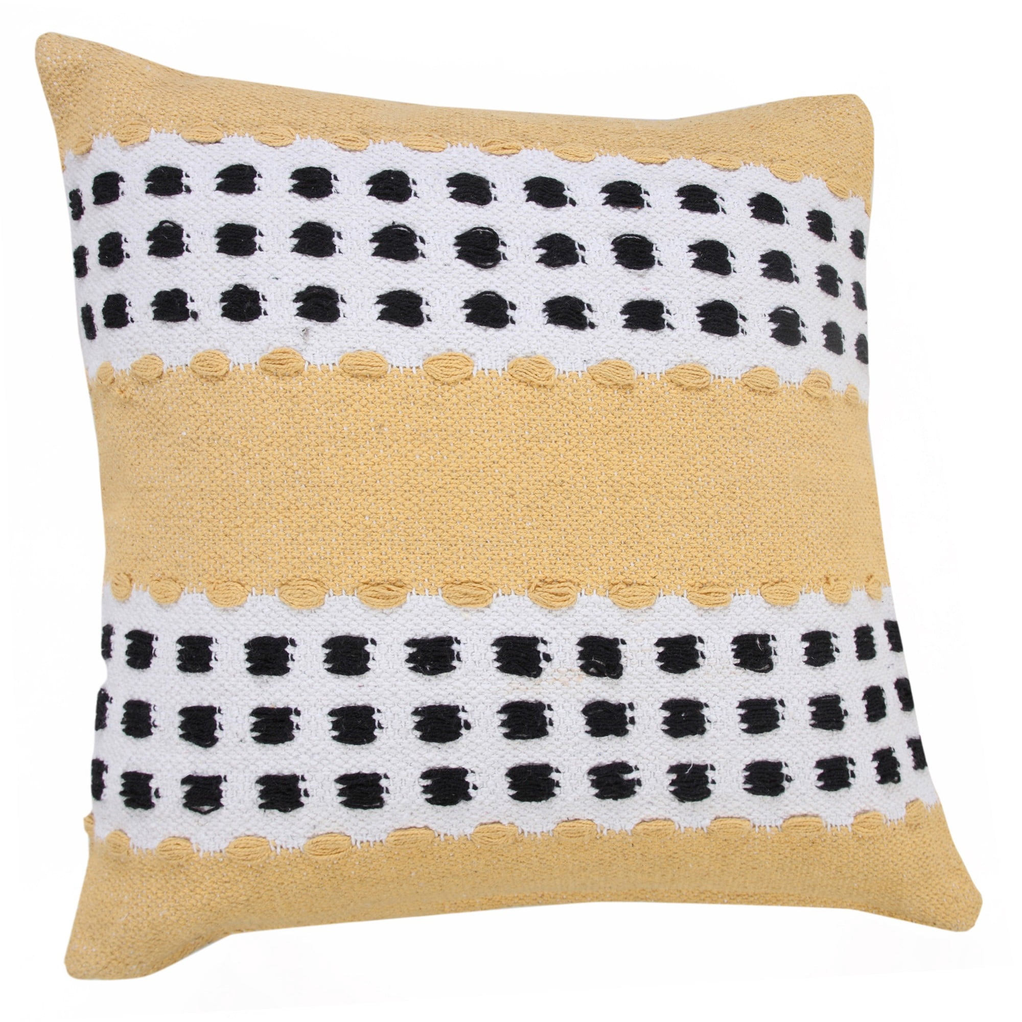 Harlow Hill Glenn 20" x 20" Striped Cotton Adult Decorative Feather Filled Pillow, Yellow/Black/White