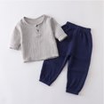 thumbnail image 5 of Esaierr 2Pcs Kids Baby Boys Girls Spring Summer Set Toddler Light Long-Sleeved Set Pullover Shirt Set Cotton and Hemp Set Solid Color Cotton Pullover + Sweatpants Leggings,Sizes 1-7T, 5 of 9