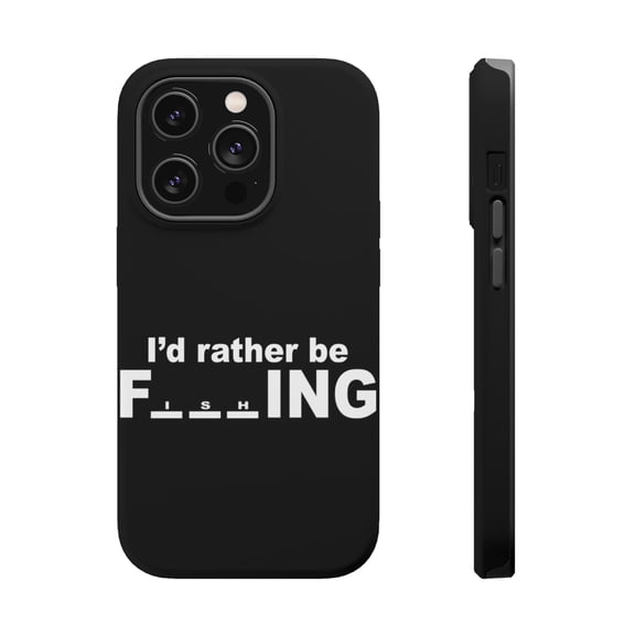 DistinctInk Tough Case for Apple iPhone 15 PRO (6.1" Screen), Compatible with MagSafe Charging - I'd Rather Be Fishing