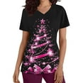 thumbnail image 3 of LSLJS Christmas Scrub Tops Women Plus Size V Neck T Shirts Casual Christmas Tree Printed Work Tops, Gift for Women, S-5XL, 3 of 4