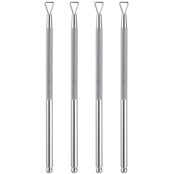 BRIGHTFUFU 4 PCS Pusente de acero inoxidable Triángulo Triángulo Peeler raspador Gel Pollo de uñas Herramienta de arte de uñas para el salón de belleza de manicura (plata)