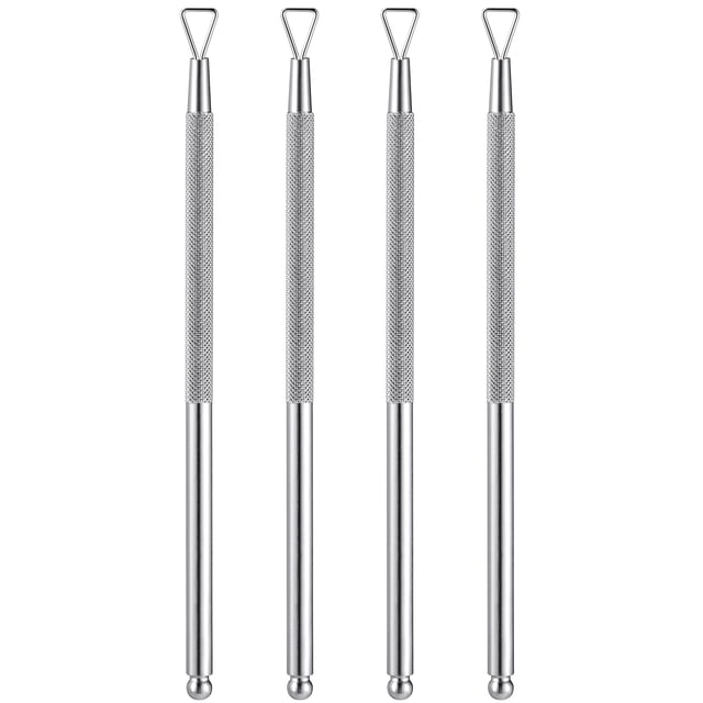 BRIGHTFUFU 4 PCS Pusente de acero inoxidable Triángulo Triángulo Peeler raspador Gel Pollo de uñas Herramienta de arte de uñas para el salón de belleza de manicura (plata)