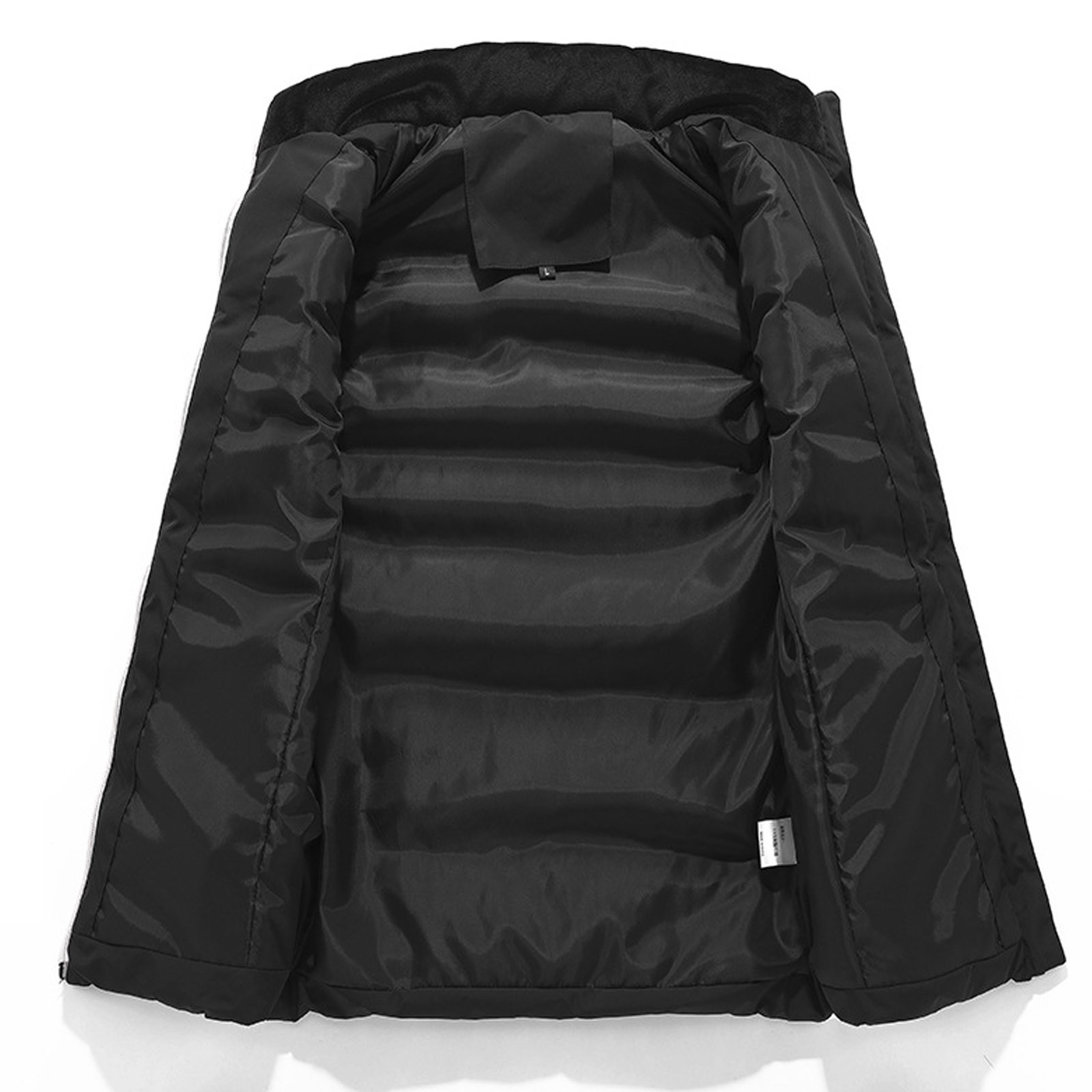 Black Men's Warm Vest Men's Zip Cardigan High Collar Vest With Pocket ...