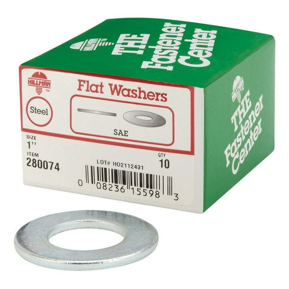 Hillman 280074 Sae Flat Washer, Zinc Plated Steel, 1"
